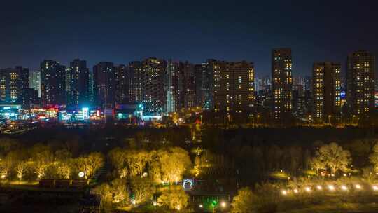 中国辽宁沈阳城市夜景延时万家灯火视频素材模板下载
