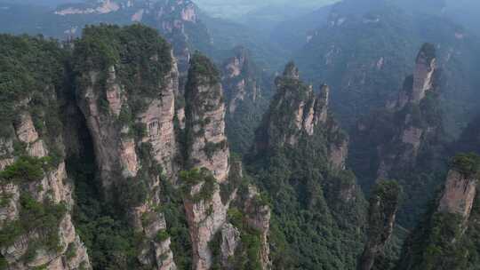 湖南省张家界景区阿凡达取景地奇峰穿云航拍