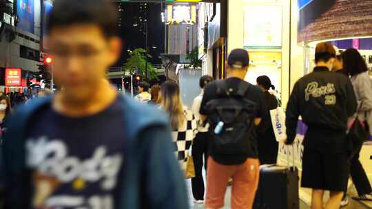 香港街头行人街道人流步行街人群人来人往