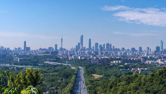 广州火炉山望珠江新城摩天大楼公路车流延时