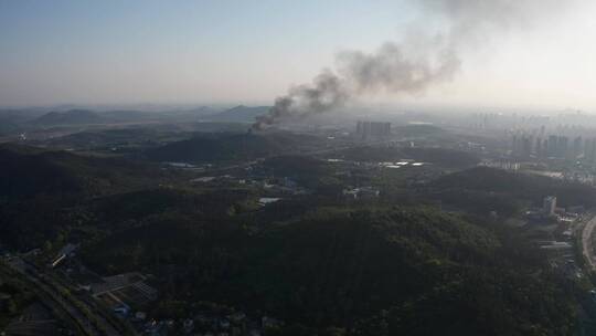 安徽省马鞍山市白马山山火航拍