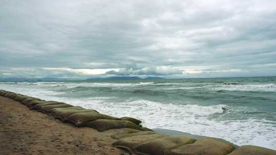 海，海岸，沙袋，海浪