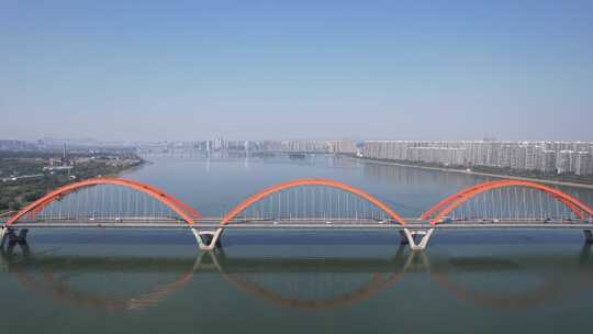 湖南长沙湘江福元路大桥航拍