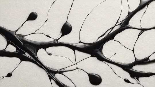 墨色晕染在白色背景上形成抽象艺术