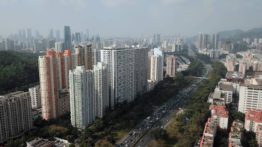 城市改造深圳新洲路街景高楼视频素材模板下载
