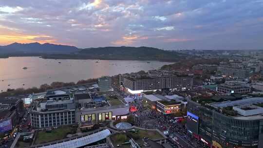 杭州湖滨商圈夜景视频素材模板下载