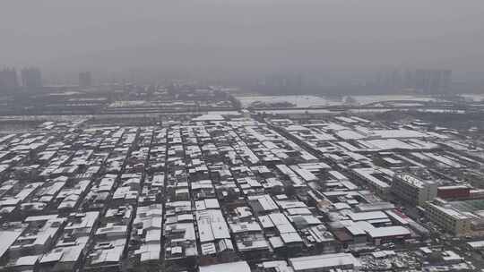 航拍城市雪景石家庄