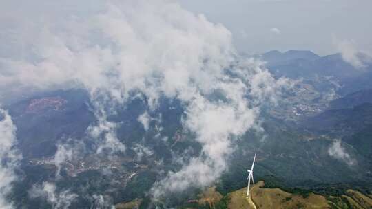 高空航拍俯视云雾山川自然风景
