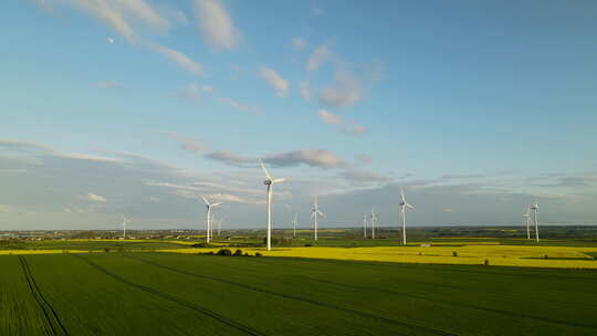 风力涡轮机旋转可再生能源风车旋转电力视频素材模板下载
