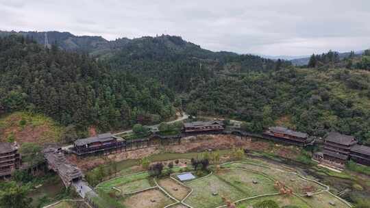 航拍柳州三江程阳八寨景区