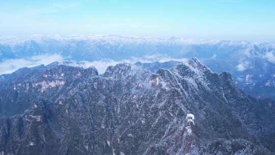 南江光雾山米仓道燕子岭景区下雪雾凇航拍