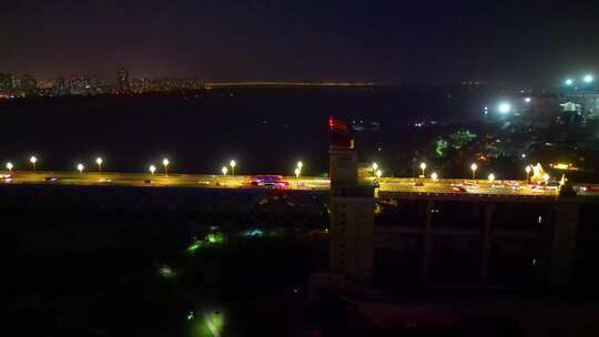 南京市鼓楼区南京长江大桥夜晚夜景城市地标视频素材模板下载