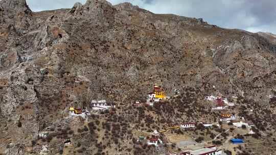 航拍西藏拉萨扎叶巴寺建筑群