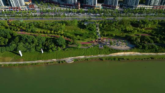 邕江边滨江公园航拍视频素材模板下载