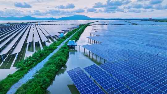 江门太阳能鱼塘光伏发电清洁能源航拍合集