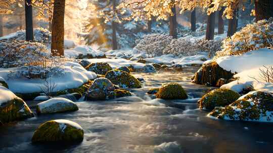 冬日雪景 自然纯净雪地雪景雪覆盖冬季雪景