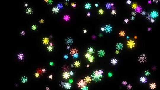 彩色霓虹花朵粒子视频带通道