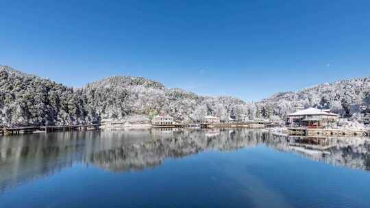 庐山风景区如琴湖雪后初霁延时