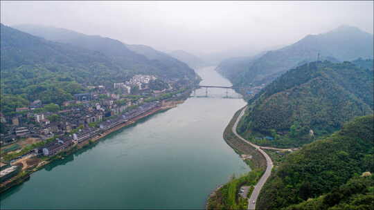 湖南洪江沅水与巫水景点航拍延时摄影