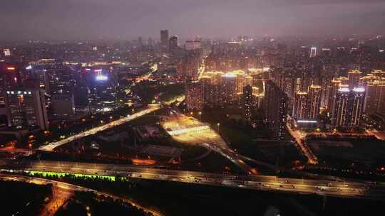 西安高新区锦业路夜景