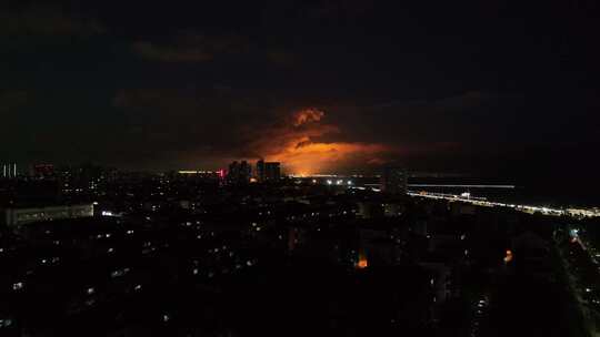 上海金山石化工厂夜景航拍