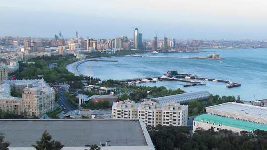 海边大城市全景日夜延时