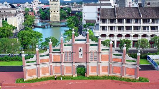 广东江门开平赤坎古镇旅游景区航拍