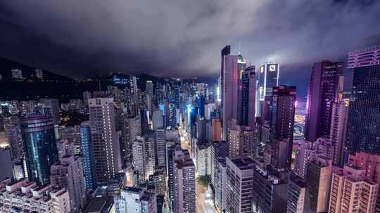 4k香港城市夜景延时车流延时