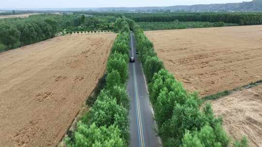 农村公路交通汽车行驶航拍