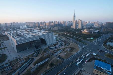 4k-常州市中心-文化广场-日转夜延时