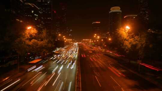 北京城市车流夜景