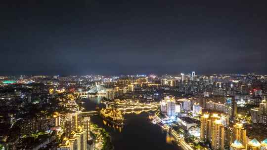 福建福州闽江中洲岛航拍延时