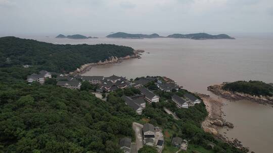 普浙江陀山宝陀禅寺建筑4K航拍视频