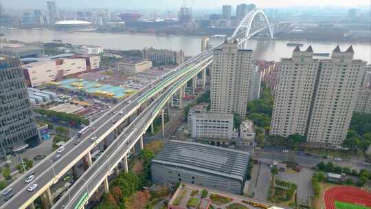 上海市黄浦区鲁班路立交桥车流延时城市风景