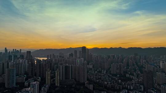 4K大气城市航拍日出日落夜景