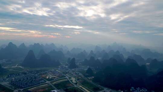 桂林山水阳朔风光中国航拍