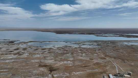 航拍甘肃阿克塞小苏干湖湿地保护区