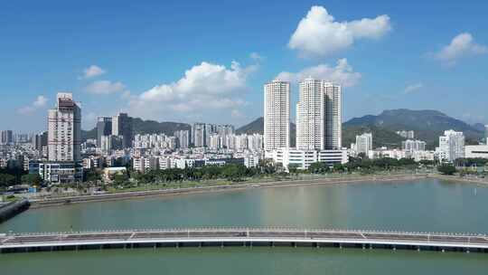 航拍广东珠海城市风光珠海大景