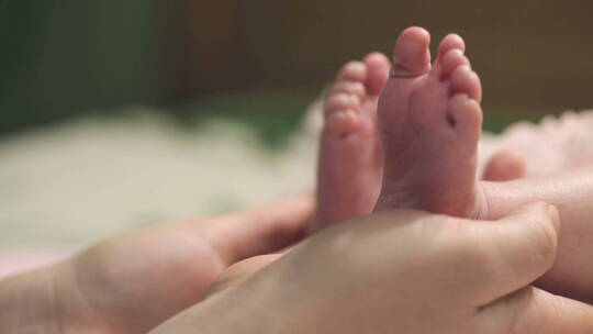 母亲手中的婴儿腿视频素材模板下载