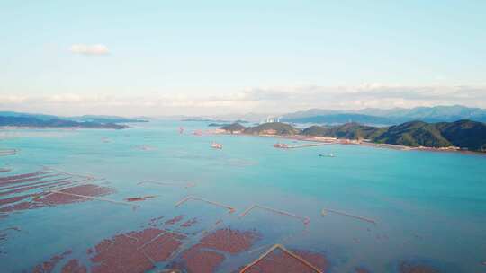 宁波宁海西店镇退潮滩涂海滩风景航拍