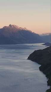 高清竖屏航拍新西兰格林诺奇早晨