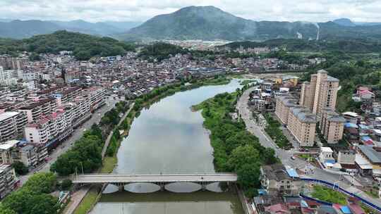 航拍福建南平市浦城城市风光建筑历史古建