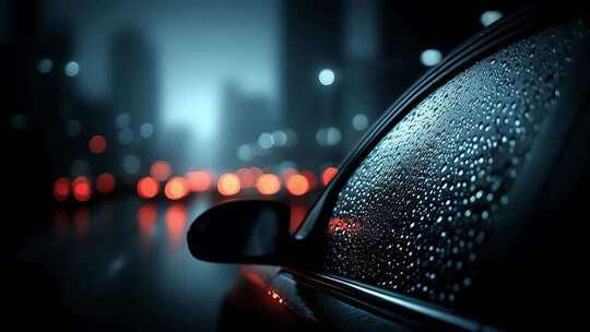雨夜高速路车辆行驶的模糊光影