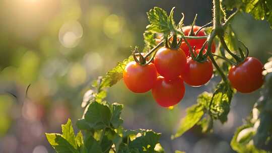 唯美西红柿小蕃茄圣女果温室棚架种植农业视频素材模板下载