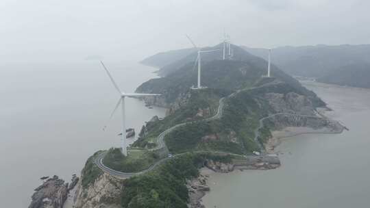 原创航拍LOG台州玉环1号公路风力发电4K-3