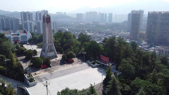 环绕航拍东塔公园湘南起义纪念碑视频素材模板下载