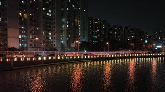 苏州河夜景航拍