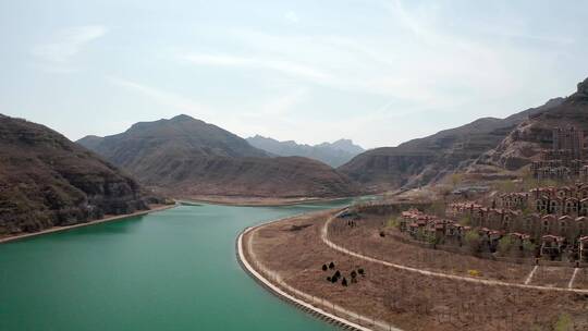 航拍中国河北省天鹅湖景区风光