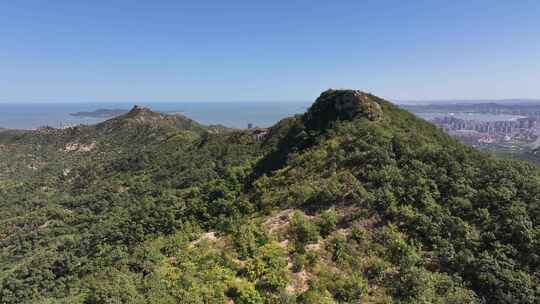 航拍威海里口山里口顶绝望坡秋季山野风景视频素材模板下载