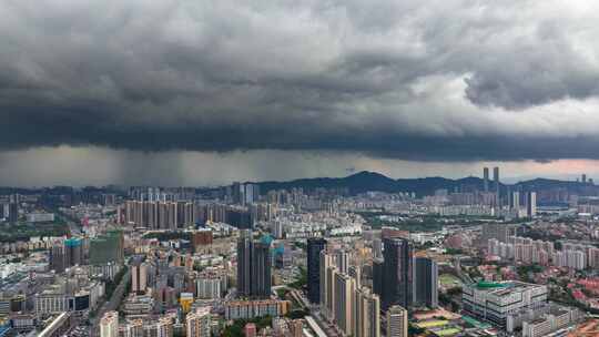 深圳强对流天气暴雨航拍延时